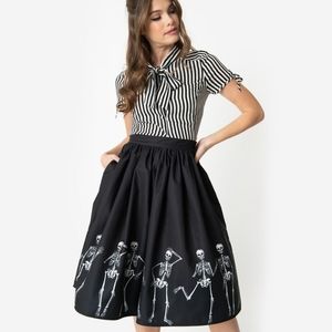 Dancing Skeletons Circle Skirt NWOT